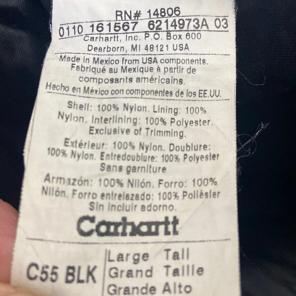 Carhartt Black Duck Canvas Arctic Quilt Lined Insulated Hooded sz L Tall - Picture 5 of 10